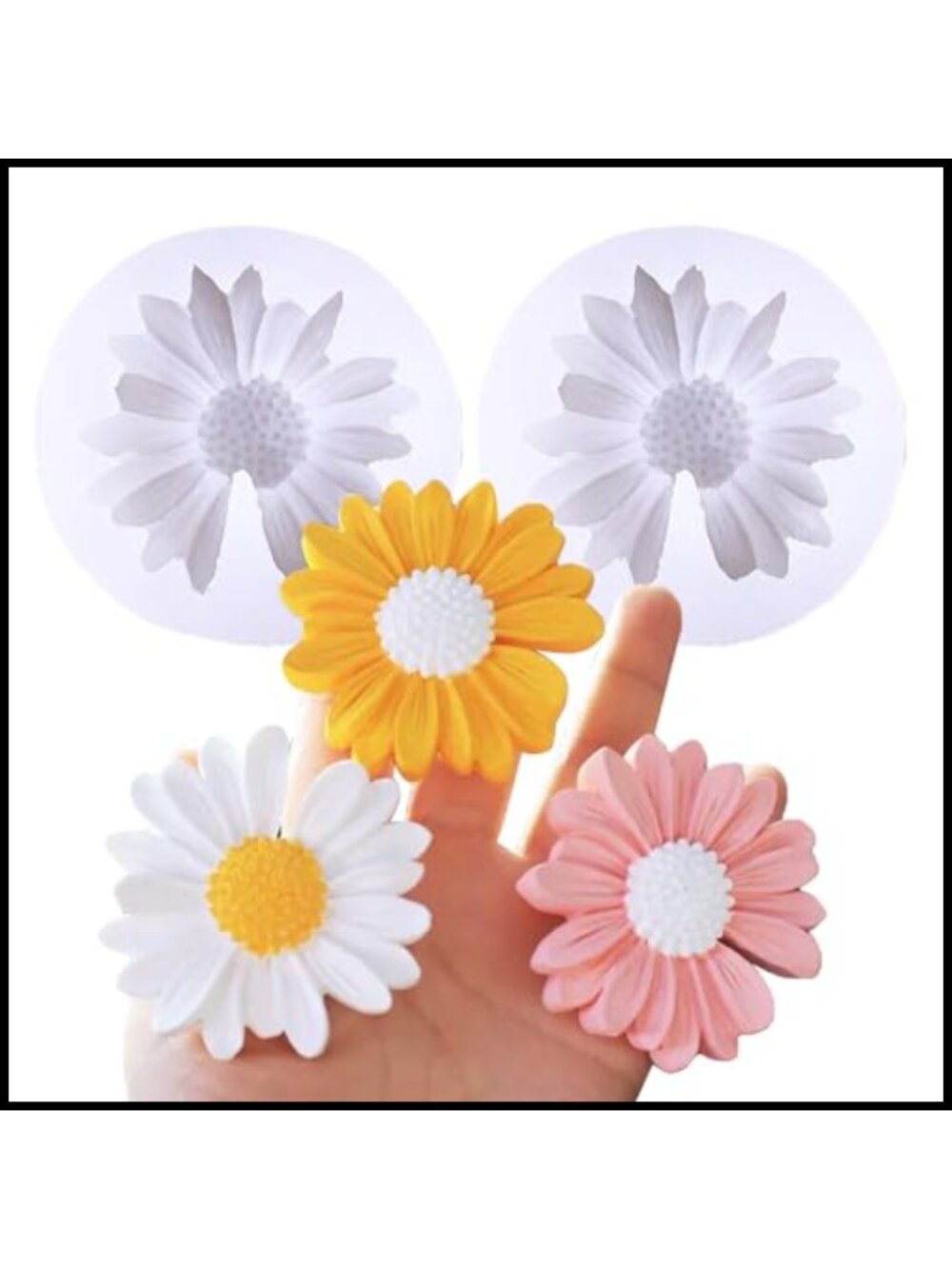 Silicone Daisy Flower Mold 2pc Fondant Chocolate Cake Resin Candle Soap DIY